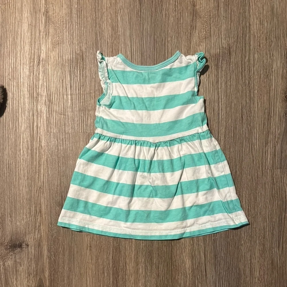 Striped Teal and White Kids Dress